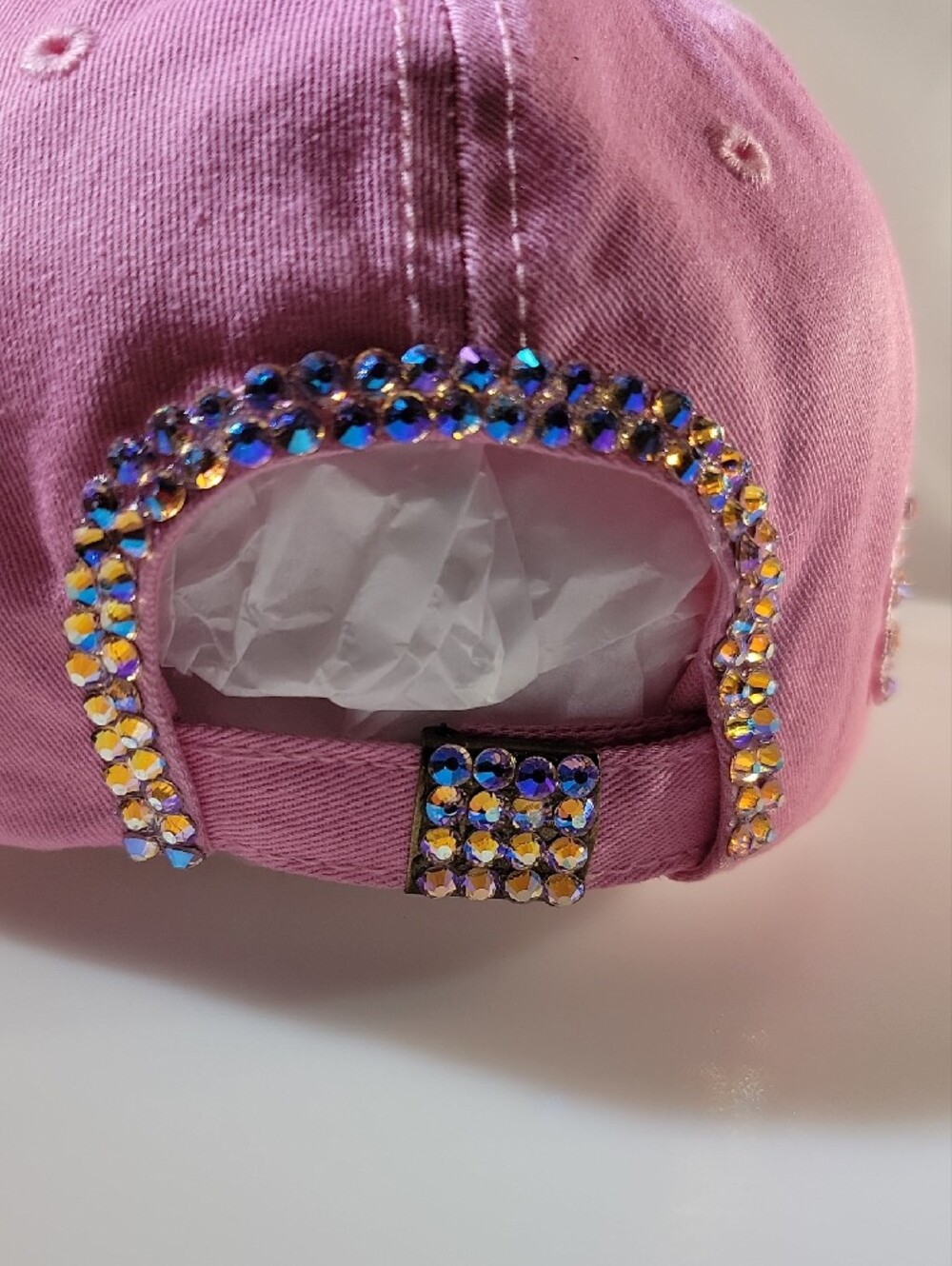 Bedazzled Pink Crystal Embellished Floral Baseball Cap - Picture 4 of 6